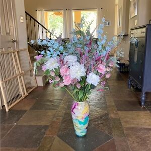 Giant floral vase with flowers almost 4 ft tall!